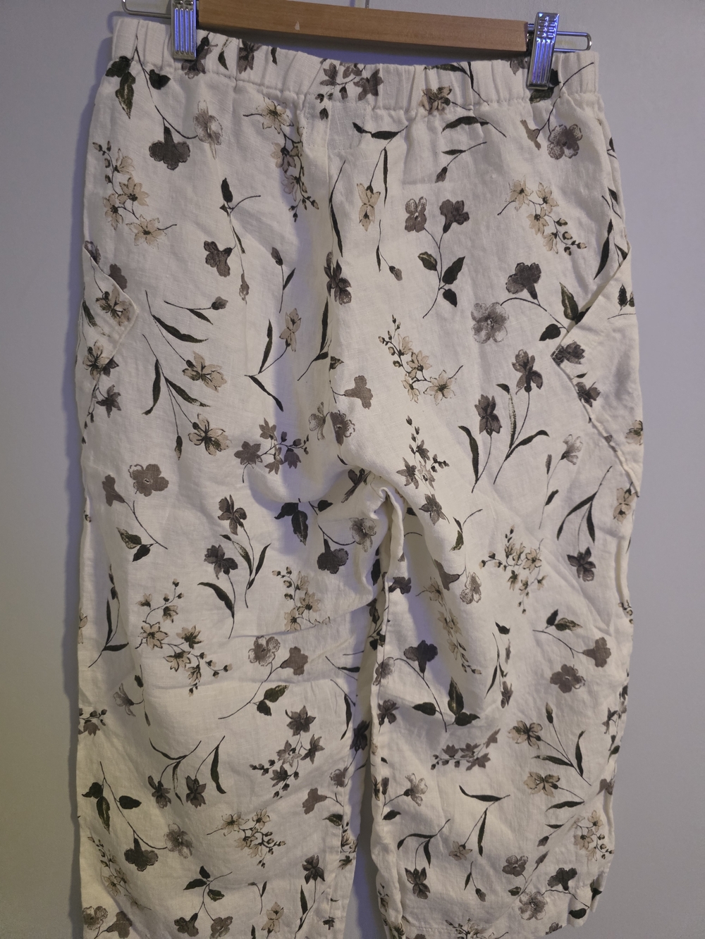 Soft Surroundings Floral Linen Blend Cropped Pants Women’s Medium White Botanica - Picture 5 of 10